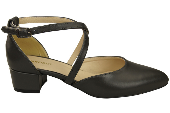 Damen Sandalen Echtleder Graphit mit Riemen Niedriger Absatz 223 ElitaBut