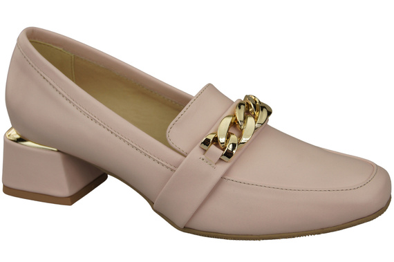 Damenschuhe mit Zierkette Pumps Mokassins Naturleder 193 Puderrosa ElitaBut