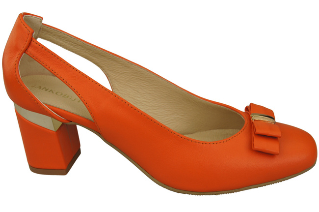 Schuhe Damen Orange Pumps aus Naturleder mit dekorativem Absatz 199 ElitaBut