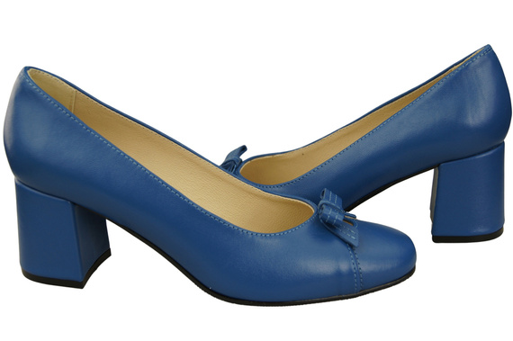 Damen Pumps mit Schleife Blau Naturleder und niedrigem Absatz 203 ElitaBut