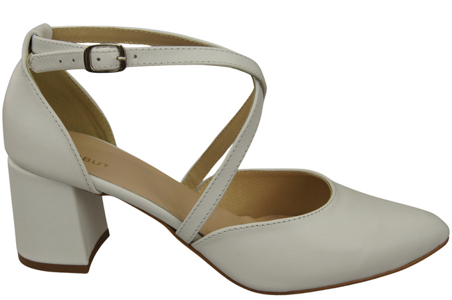 Elegante Weiß Ledersandalen mit offener Seite und stabilem Absatz 218 ElitaBut