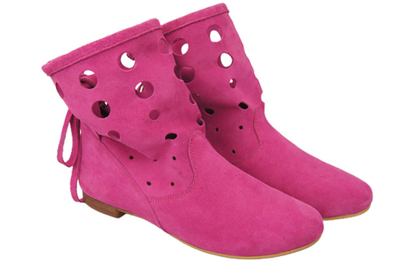 Schuhe Damen-Stiefeletten, natürliches Veloursleder, Fuchsia 160 ElitaBut