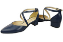 Damen Sandalen Echtleder Marineblau mit Riemen Niedriger Absatz 223 ElitaBut