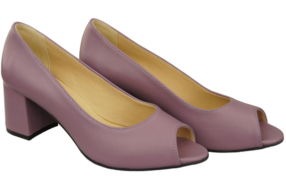 Damenschuhe PEEP TOE Pumps Lila Naturleder mit beschichtetem Absatz 192 ElitaBut