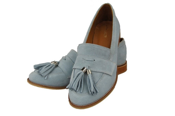 Schuhe Damen Mokassins, Naturveloursleder, Blau 134 ElitaBut