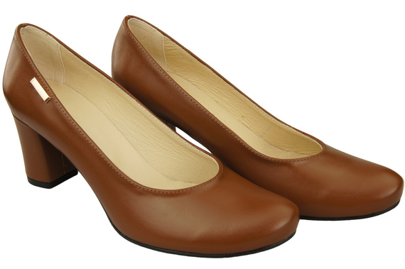 Klassische Damen Braun Leder Mandel Nase Pumps 201 ElitaBut