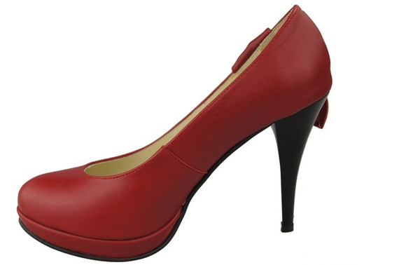 Damenschuhe Plateaupumps, Naturleder, Rot 976 ElitaBut