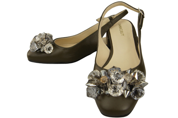 Damen Schuhe Olive Sandalen mit Kristallen Naturleder 215 ElitaBut