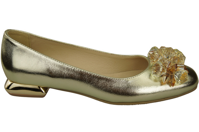 Damen Gold Pumps mit Kristallen flach Naturleder 216 ElitaBut