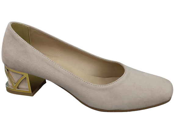 Bequeme Damenschuhe Puderrosa Pumps mit dekorativem Absatz Natürliches Wildleder 219 von ElitaBut
