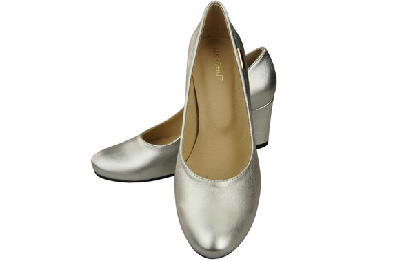 Klassische Damen Silber Leder Mandel Nase Pumps 201 ElitaBut