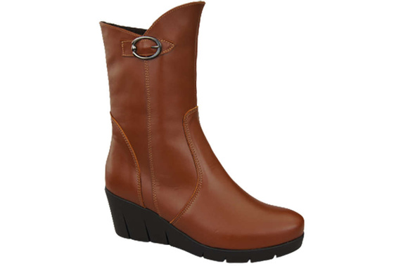 Damen-Keilstiefel, Naturleder, Braun 178 ElitaBut