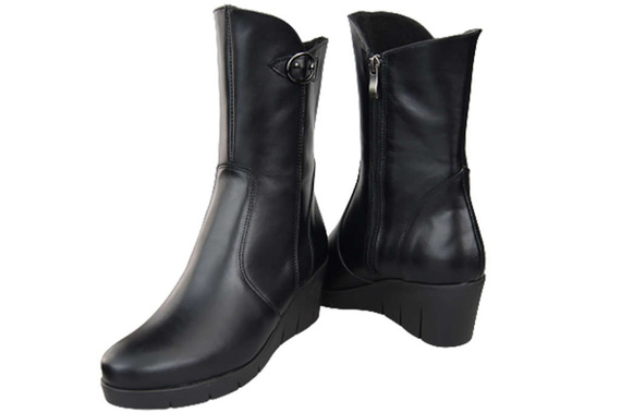 Damen-Keilstiefel, Naturleder, Schwarz 178 ElitaBut
