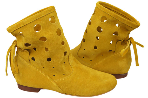 Schuhe Damen-Stiefeletten, natürliches Veloursleder, Lemon 160 ElitaBut