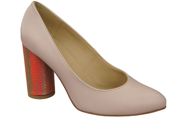 Damenschuhe Pumps rosa Puder Naturleder Bunt Zierabsatz 194 ElitaBut