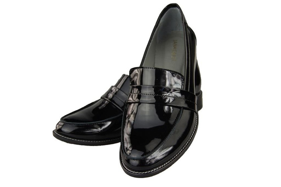 Schuhe Damen Mokassins Naturleder Schwarz lackiert 139 ElitaBut