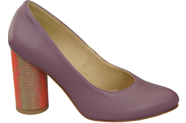 Damenschuhe Pumps Lila Naturleder Bunter Zierabsatz 194 ElitaBut