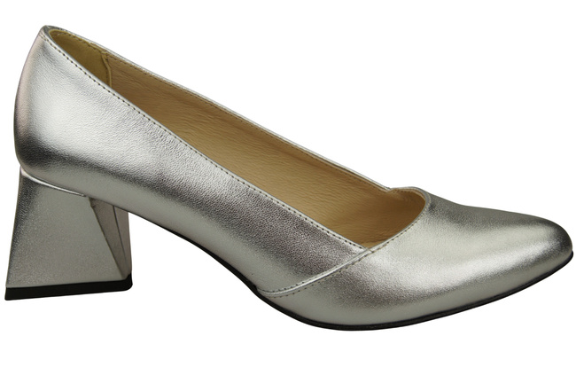 Damen Pumps Silber Echtleder Spitz Zehen Absatz ElitaBut 221