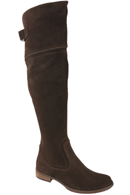 Schuhe Damenstiefel Stiefel Overknee-Stiefel, Naturleder, Velours, Schokolade 154 ElitaBut