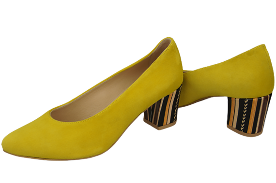 Damenschuhe Zitronenpumps Natürliches Wildleder mit dekorativem Absatz 158 von ElitaBut