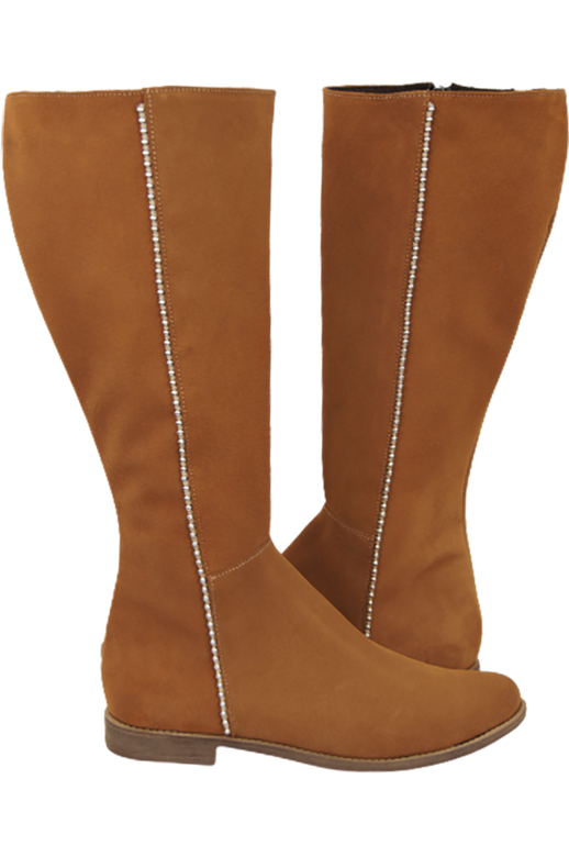 Schuhe Damenstiefel, Naturleder, Velour 153 Caramel ElitaBut