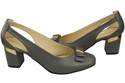 Schuhe Damen Grau Pumps aus Naturleder mit dekorativem Absatz 199 ElitaBut