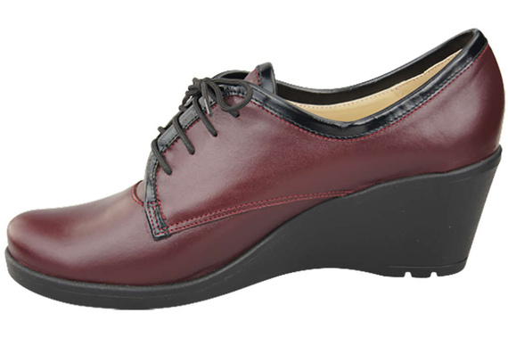 Damenschuhe mit Keilabsatz, Naturleder, Burgund 181 ElitaBut