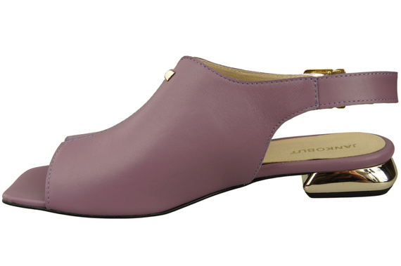 Bequeme Frauenschuhe Sandalen Lilienfarben Flacher Goldabsatz Naturleder 207 ElitaBut