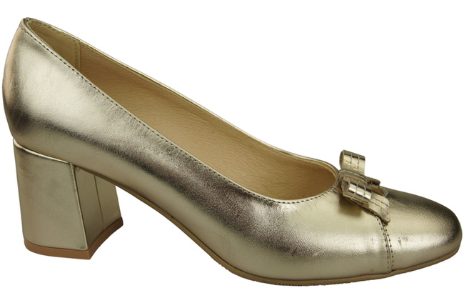 Damen Pumps mit Schleife Gold Naturleder und niedrigem Absatz 203 ElitaBut