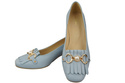 Damenschuhe Pumps mit Fransen verziert Hellblaues Naturleder 195 ElitaBut