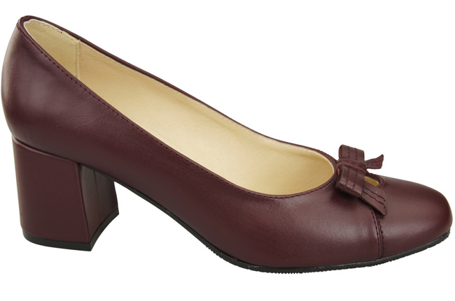 Damen Pumps mit Schleife Burgund Naturleder und niedrigem Absatz 203 ElitaBut