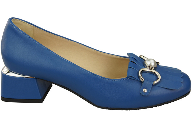 Damenschuhe Pumps mit Fransen verziert Blaues Naturleder 195 ElitaBut