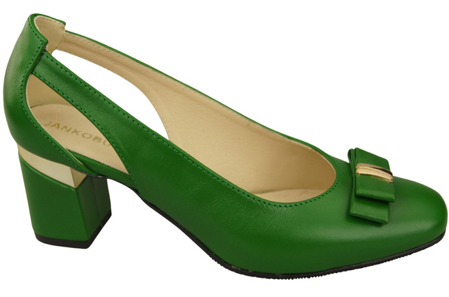 Schuhe Damen Grün Pumps aus Naturleder mit dekorativem Absatz 199 ElitaBut