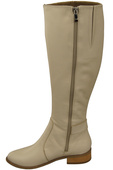 Damen-Lederstiefel Beige Gefüttert Offiziersstiefel, Flach 225 ElitaBut
