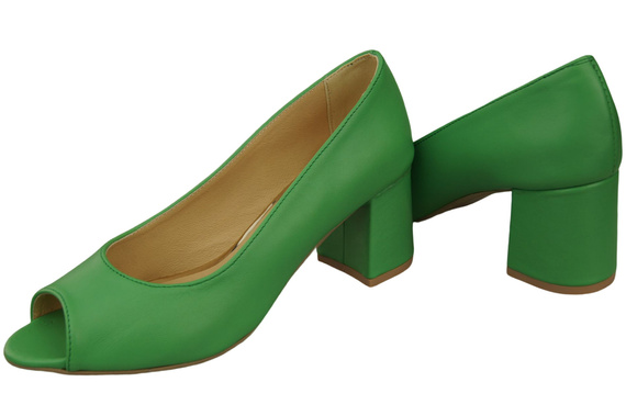 Damenschuhe PEEP TOE Pumps Limettengrünes Naturleder mit beschichtetem Absatz 192 ElitaBut