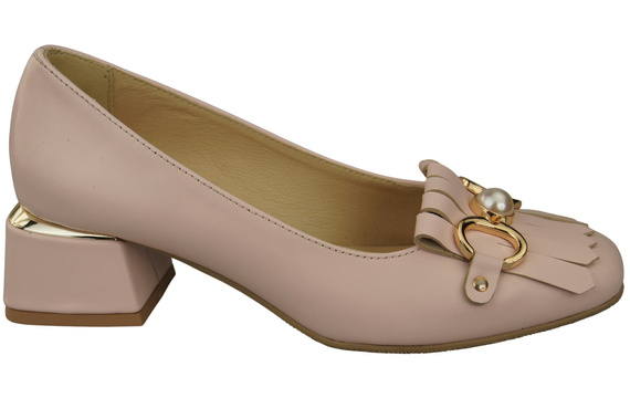 Damenschuhe Pumps verziert mit Fransen Rosa Puder Naturleder 195 ElitaBut