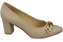 Klassische Frauen Cappuccino Blass Naturleder Schuhe mit Gold Ornament Kette 200 ElitaBut
