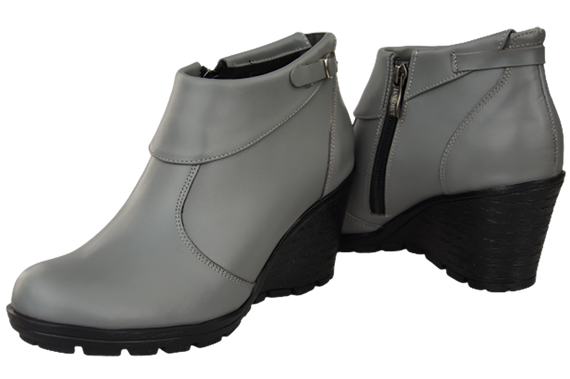 Damenschuhe Keilstiefel, Naturleder, Grau 739 ElitaBut