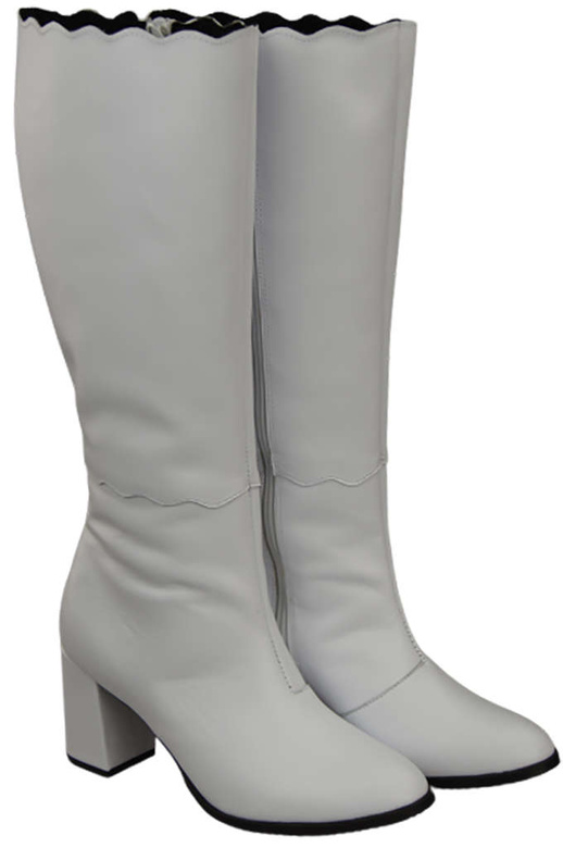 Klassische Damenstiefel, Naturleder, Weiß 176 ElitaBut