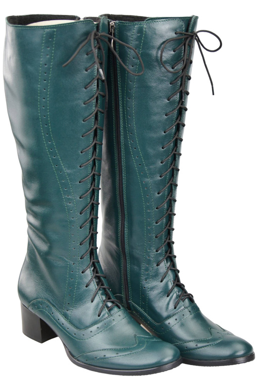 Damenschuhe Schnürstiefel, Naturleder, Malachit 595 ElitaBut