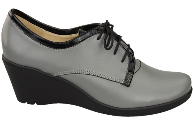 Damenschuhe mit Keilabsatz, Naturleder, Grau 181 ElitaBut