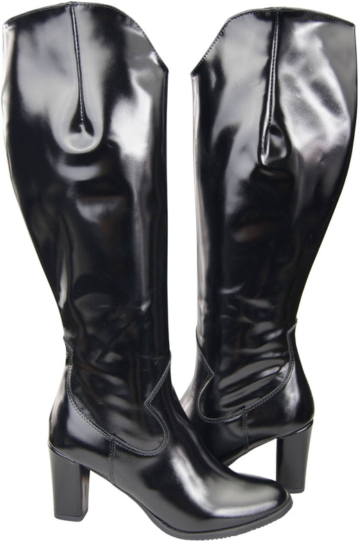 Stilvolle Damen Schwarz glänzend Stiletto Stiefel Naturleder 211 ElitaBut