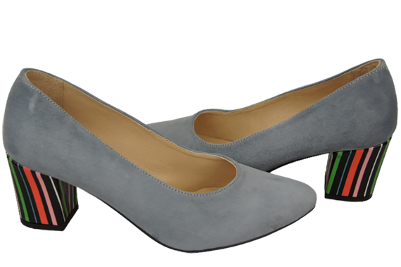 Damenschuhe Pumps Grau Natürliches Wildleder Dekorativer Absatz 158 von ElitaBut