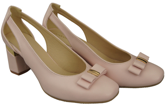 Schuhe Damen Puderrosa Pumps aus Naturleder mit dekorativem Absatz 199 ElitaBut