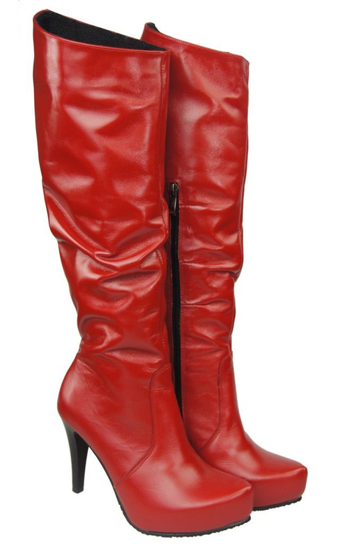 Damen-Plateaustiefel, Naturleder, Rot 120 ElitaBut