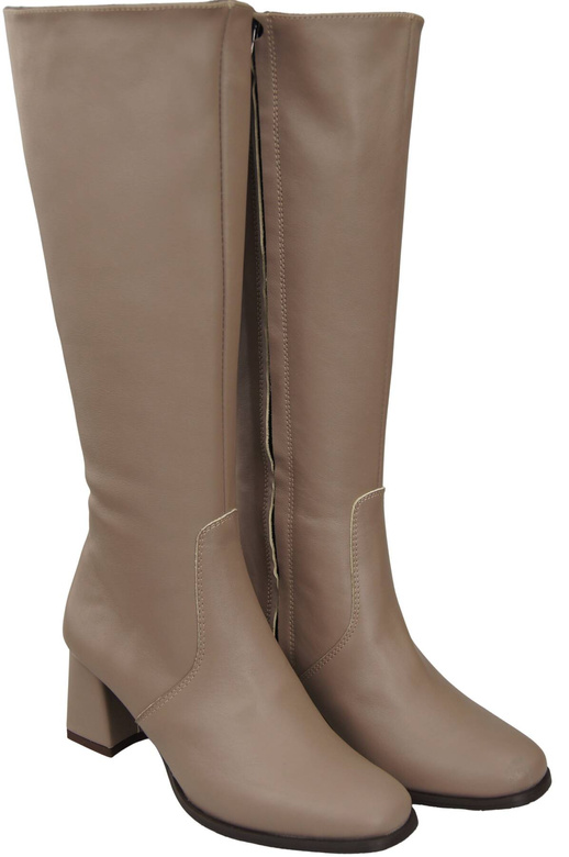 Bequeme Damen Cappuccino Dunkel Niedrig Absatz Stiefel Naturleder 212 ElitaBut
