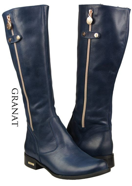 Damenstiefel, Stiefel, Naturleder, Marineblau 884b ElitaBut