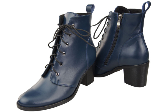 Damen Winter-Schnürstiefeletten, Naturleder, Marineblau 188 von ElitaBut