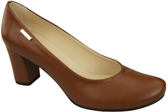 Klassische Damen Braun Leder Mandel Nase Pumps 201 ElitaBut