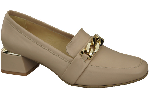 Damenschuhe mit Zierkette Pumps Mokassins Naturleder 193 Cappuccino Bright ElitaBut